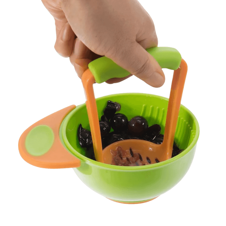 Baby Food Masher Bowl Set – Anti‑Scald, Non‑Slip Manual Masher & Bowl