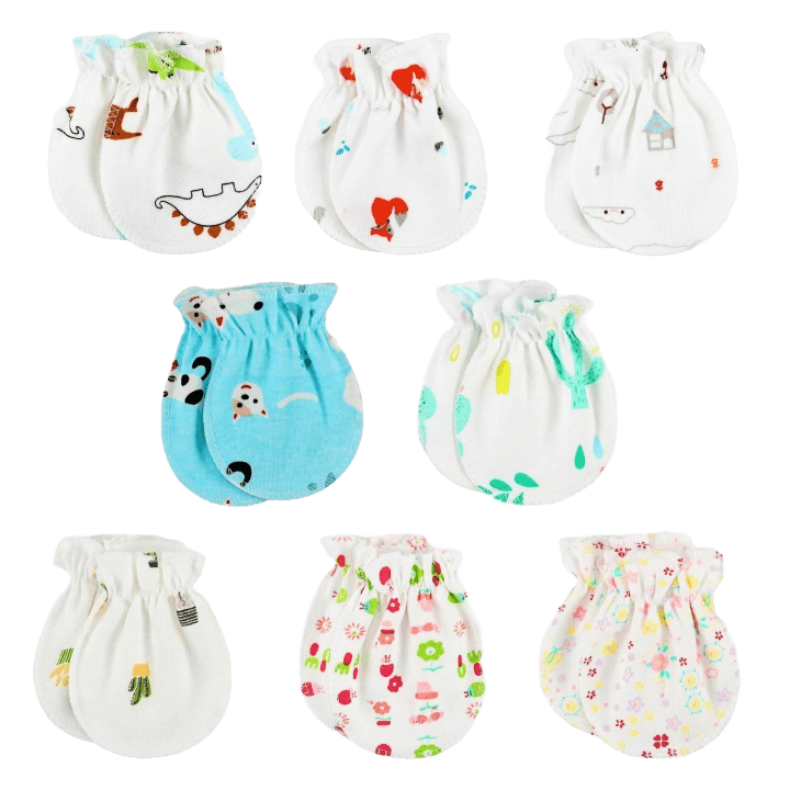 Cotton Newborn Baby Gloves – 2‑Pair Anti‑Scratch