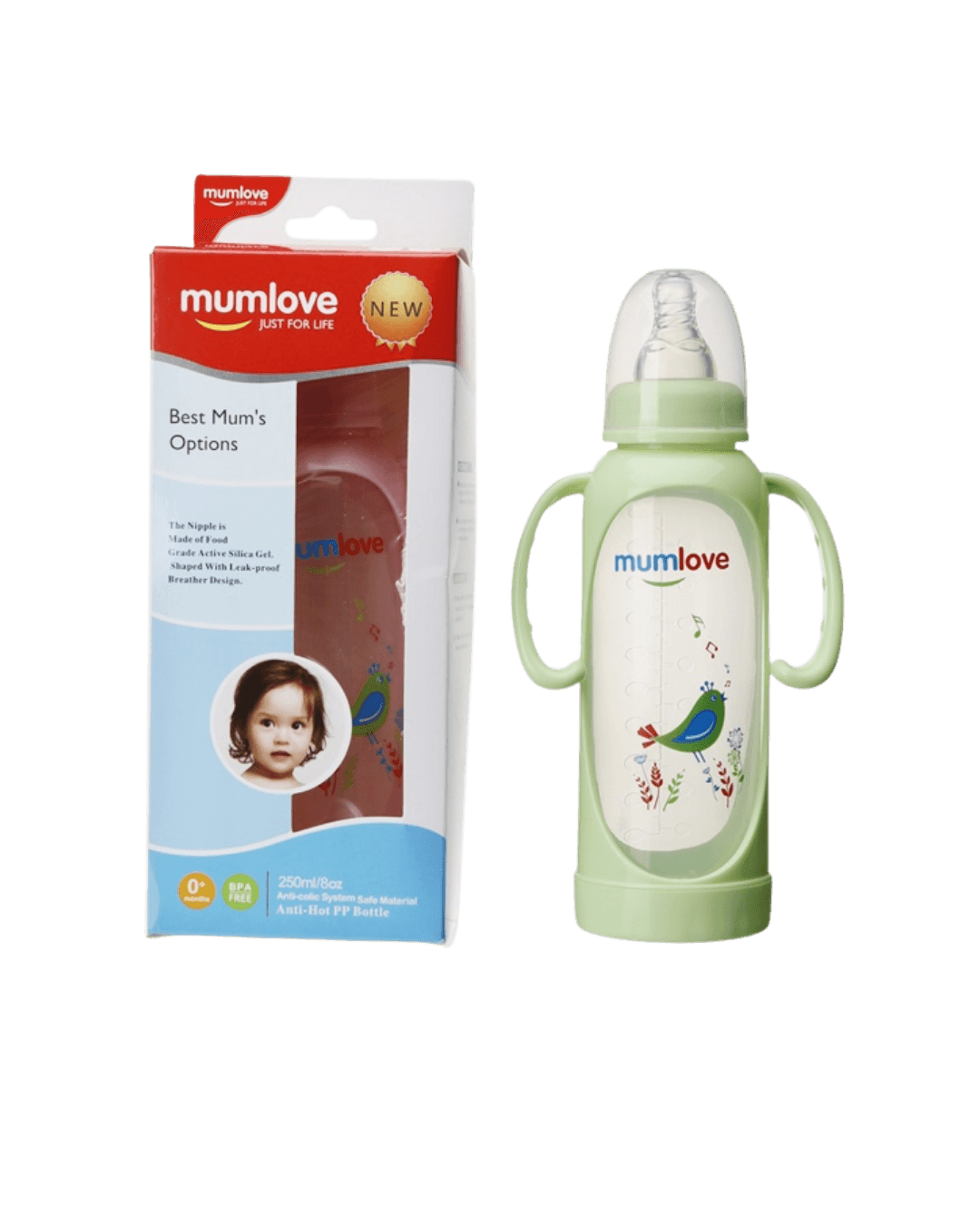 250 ML Anti-Hot PP Feeding Bottle With Handle Mumlove