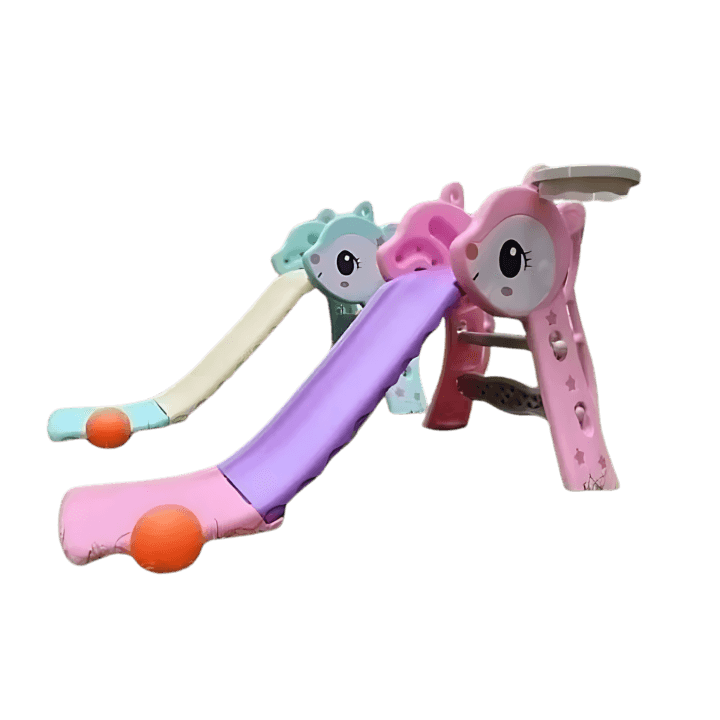 2‑in‑1 Kids Slide Indoor & Outdoor – Plastic Slide with Basketball Ring & Ball