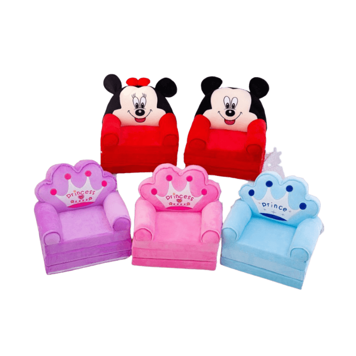 Foldable Plush Kids Sofa & Armchair to Bed – Cartoon Backrest Couch for Toddlers
