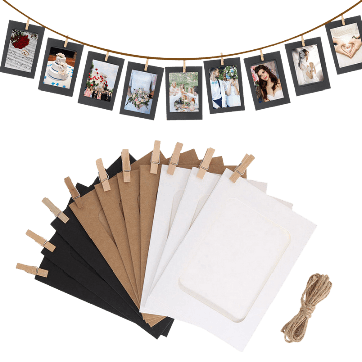 Wall Hanging Paper Photo Frame with Clips – DIY Home Decoration Craft (10 pcs)