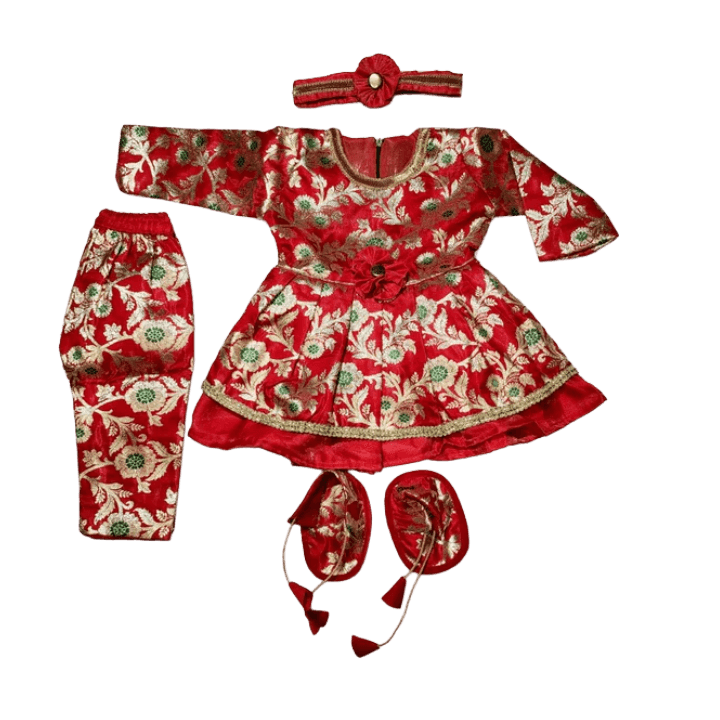 Traditional Pasni Dress Set for Baby Girl – Annaprasan Rice-Feeding Ceremony Outfit