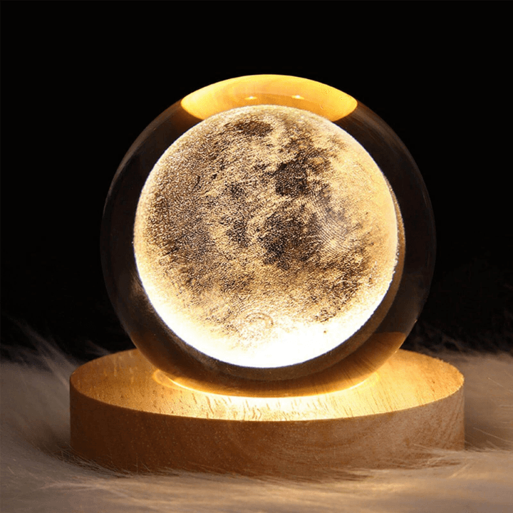 3D Decor Crystal Ball Night Light – Starry Lamp LED Night Light (Moon Theme)