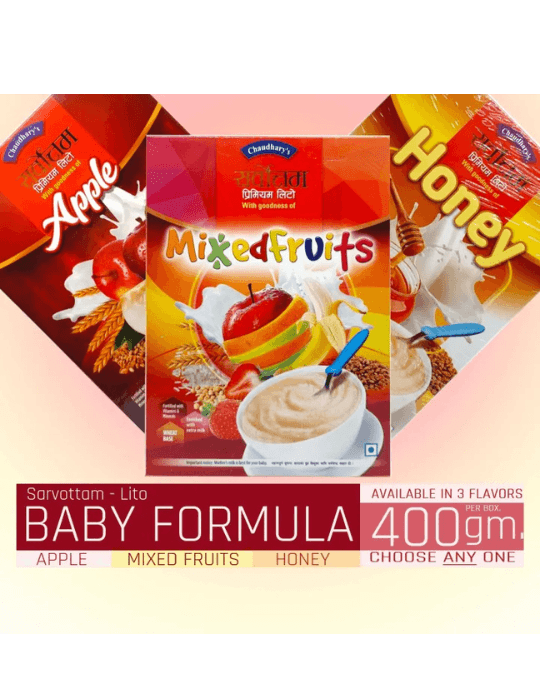 Sarvottam Lito 400g | Sarbottam Pitho Baby Formula Baby Cereal | Assorted Flavors Mixed Fruits Apple Honey