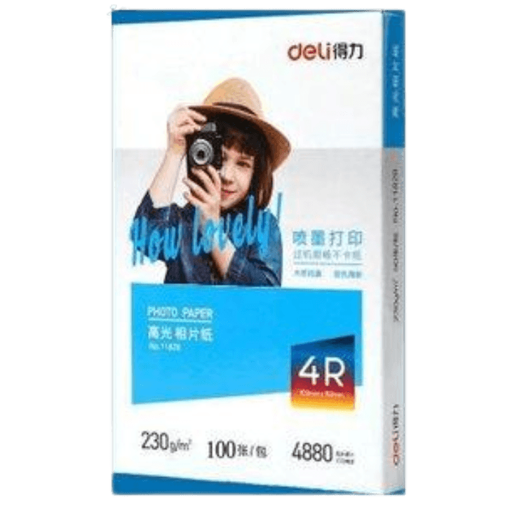 Deli Photo Paper – Model 11822 (Glossy, 230 g/m², 100 Sheets)