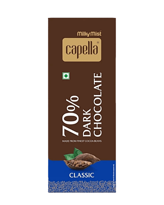 Capella 70% Dark Chocolate MilkyMist Classic Chocolate 80 Gm (Pack of 1/2/5)