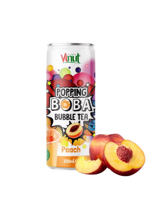 Vinut Popping Boba bubble tea with peach flavor