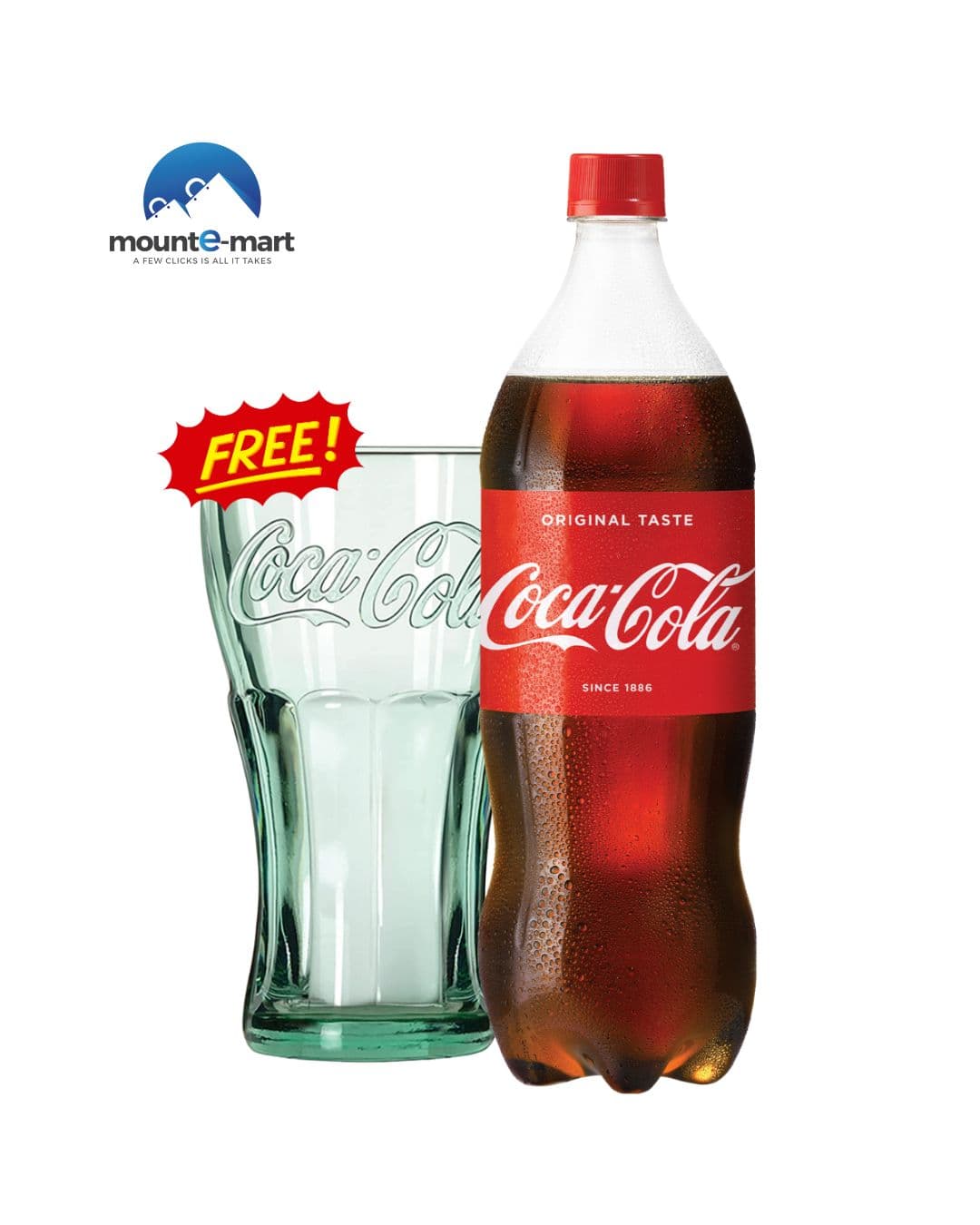 Coke Original Taste Soft Drink Bottle | 2.25L | With Free Glass