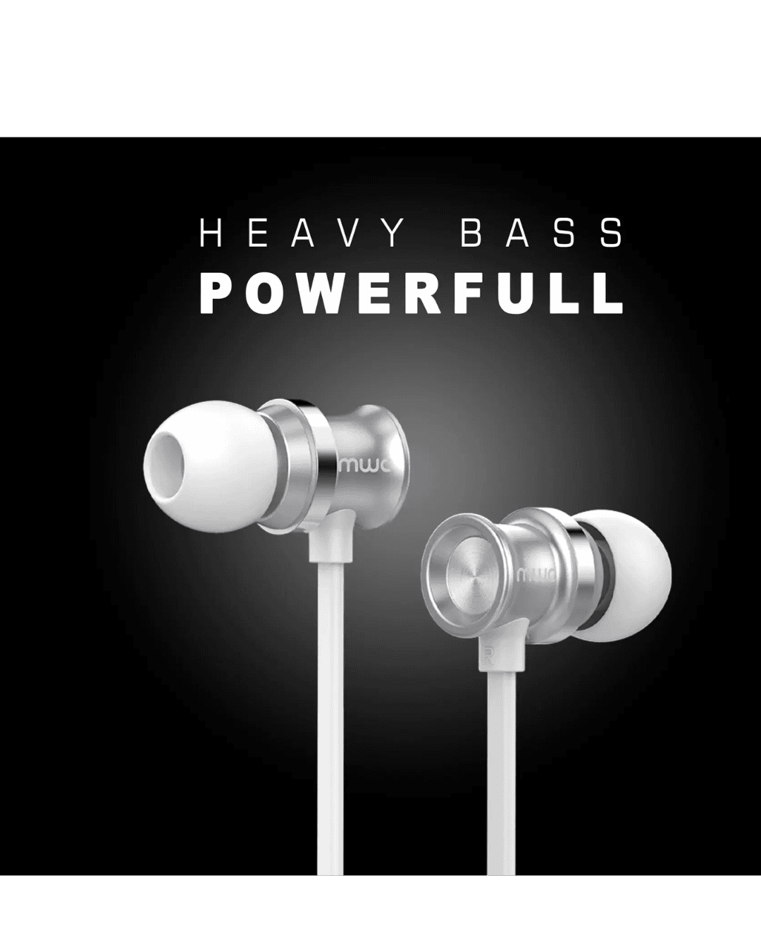MWC MEP01 3.5mm Wired Earphones | Hi-Fi Bass, 10mm Driver, White