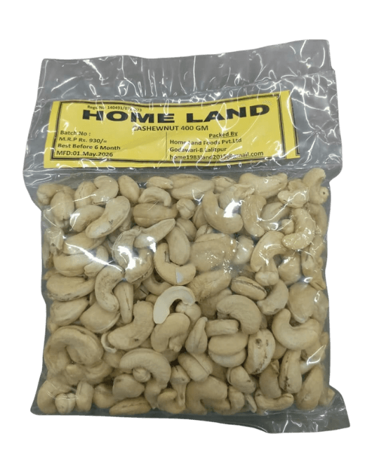 Home Land Cashew Nuts weighing 400 grams.