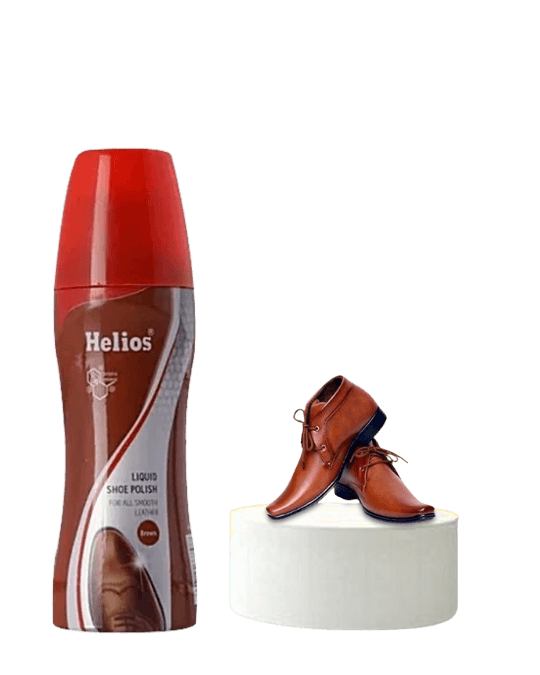 Helios Liquid Shoe Polish Brown 80ml