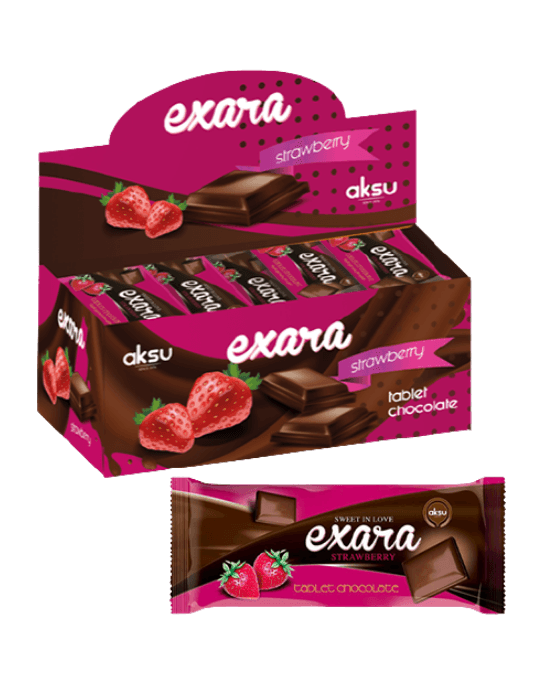 Aksu Exara Strawberry Tablet Chocolate 90gm
