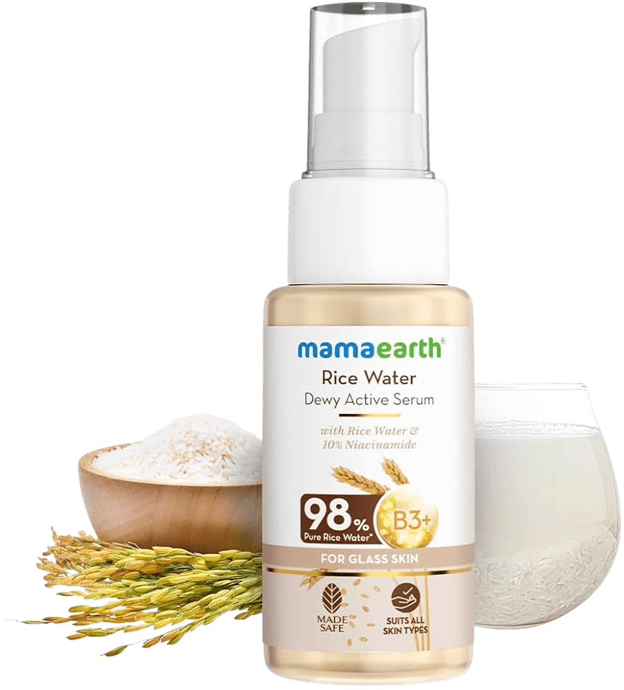 Mamaearth | Rice Water Dewy Active Serum |10% Niacinamide Rice Water & Hyaluronic Acid | 50 ml | Glass Skin