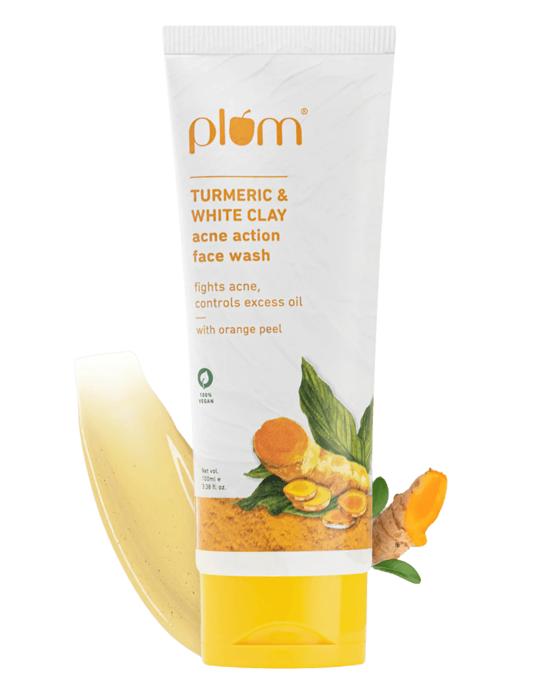 Plum Goodness |Turmeric & White Clay Acne Action | Face Wash | Fights Acne Controls Excess Oil | 100Ml