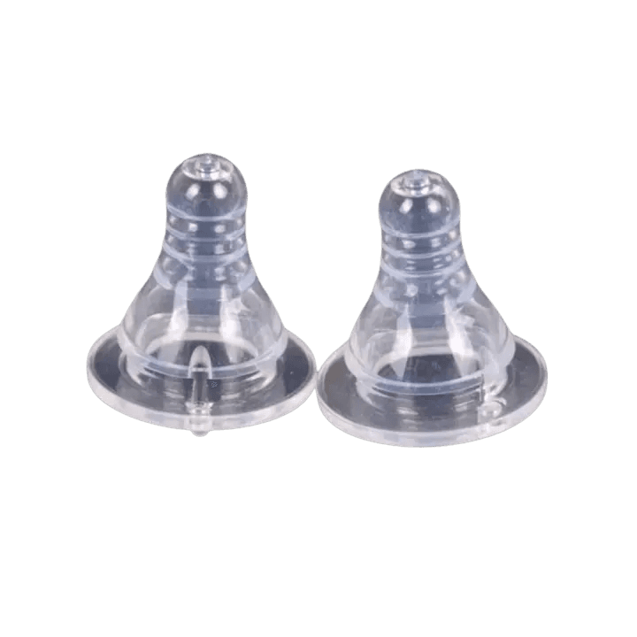 2 Pcs Baby Silicone Wide Mouth Bottles with Round Cross-Hole Nipples – Breast Milk Feeding Pacifier