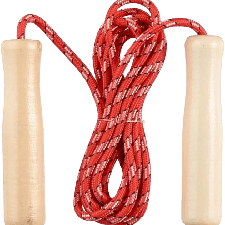Wooden Handle Jump Rope with Multicolor Nylon Rope – Easy Grip Skipping Rope
