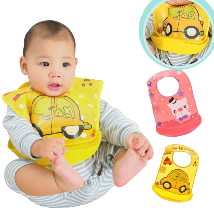 Silicone Waterproof Baby Bib with Front Spill Pocket