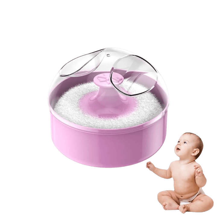 Single Fluffy Body Powder Case – Soft Calcam Powder Puff Container for Baby and Newborn