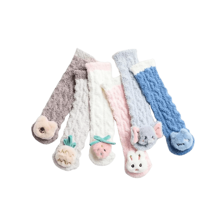 Coral Fleece Baby Winter High Socks – Cute Animal Knee-High Warmers