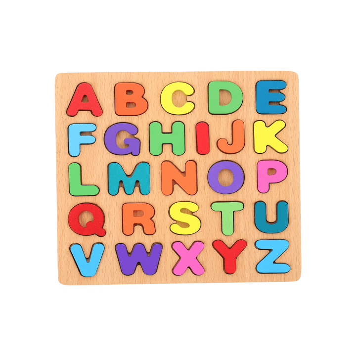 Montessori Colorful Wooden Alphabet Puzzle – Square Shape English ABC Learning Toy