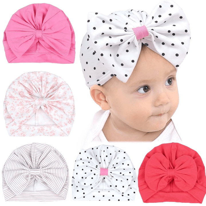 Soft Cotton Baby Turban Hat with Large Bow