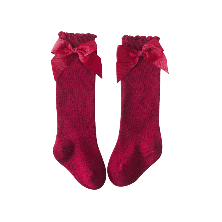 Baby Girls Knee-High Socks – 2 Pairs Cotton Blend Fashion Socks