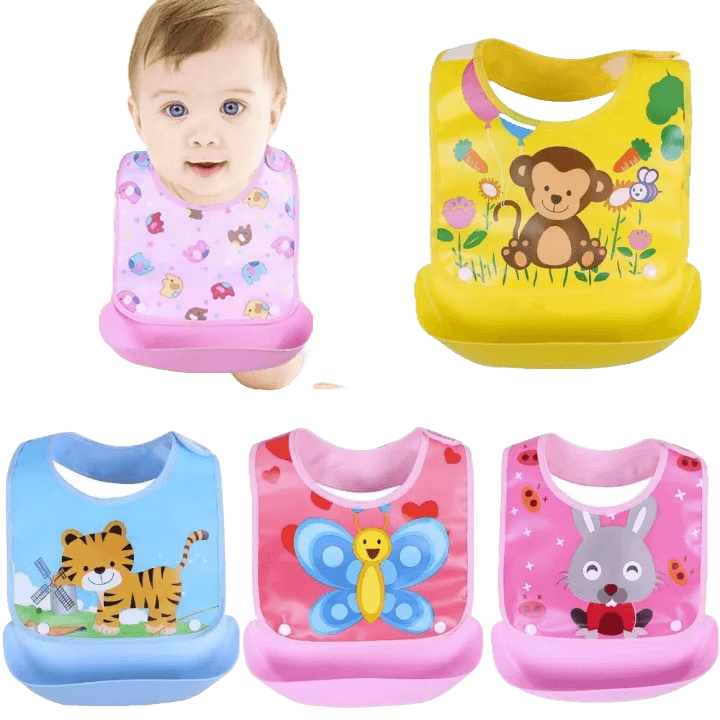 Baby Detachable Waterproof Apron Bibs – Set of 2