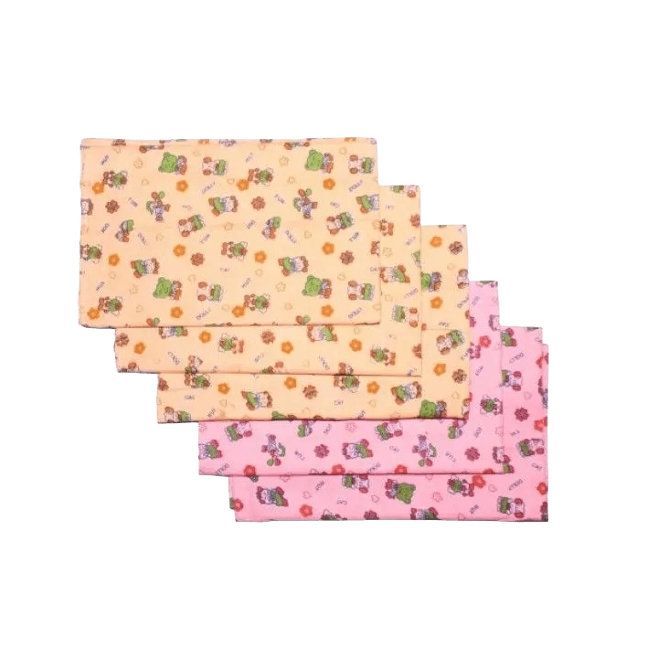 Baby Cartoon Printed Falatin Napkin Cloth – Set of 5