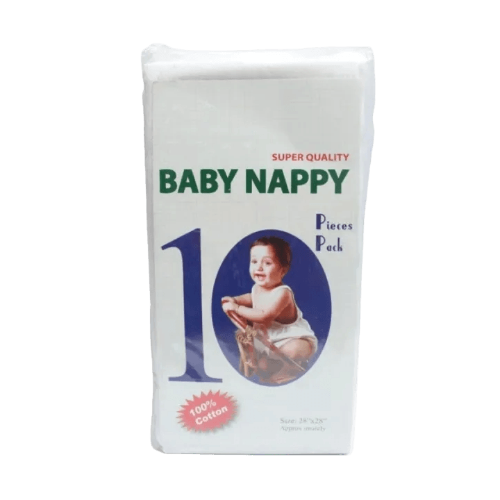 Newborn White Cotton Washable Nappy Set – 10 Pieces