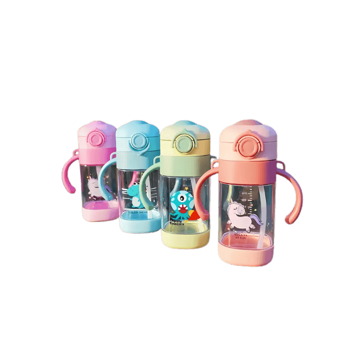 TinyThirst Cartoon School Sipper 360ml – Cute Themed Water & Milk Bottle with Straw