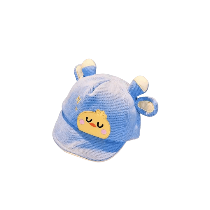 Cute Animal Cotton Cap (Blue) – Cartoon Bear Adjustable Baby Sun Hat