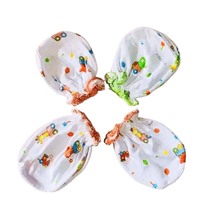 Baby 100% Cotton Mittens Gloves 4‑Pair Set (0–12 Months)