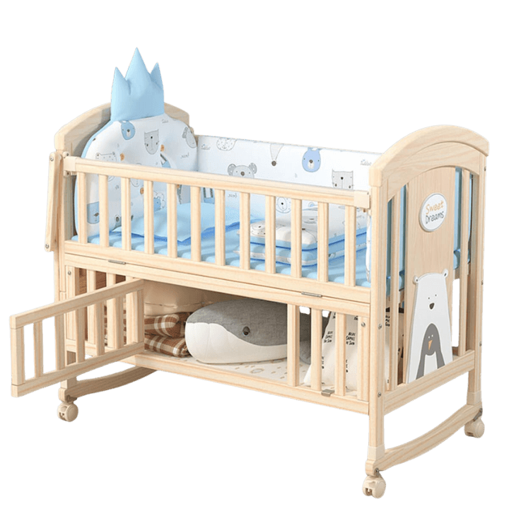 New Deluxe Wooden Baby Cradle – Classic Solid Wood Rocking Bassinet