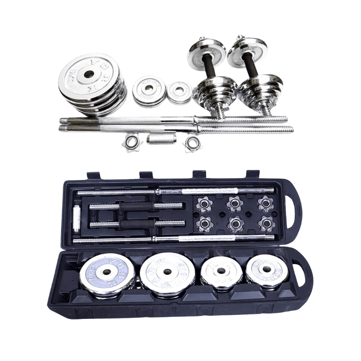 SPN’S York 50 kg Adjustable Dumbbell & Barbell Set with Chrome Plates & Connecting Rod