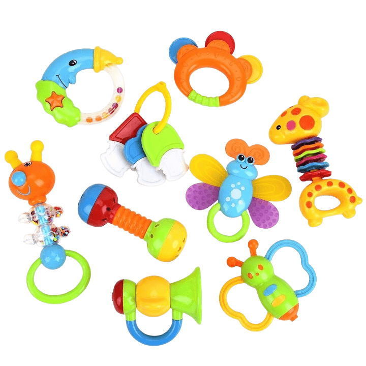 Baby Rattle Toy Set – 8‑Piece Multicolor Sensory Rattles & Teethers for Infants