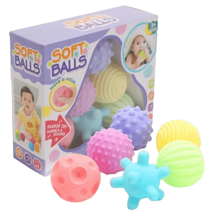 Planet T 6‑Piece Soft Textured Sensory Balls Set for Babies