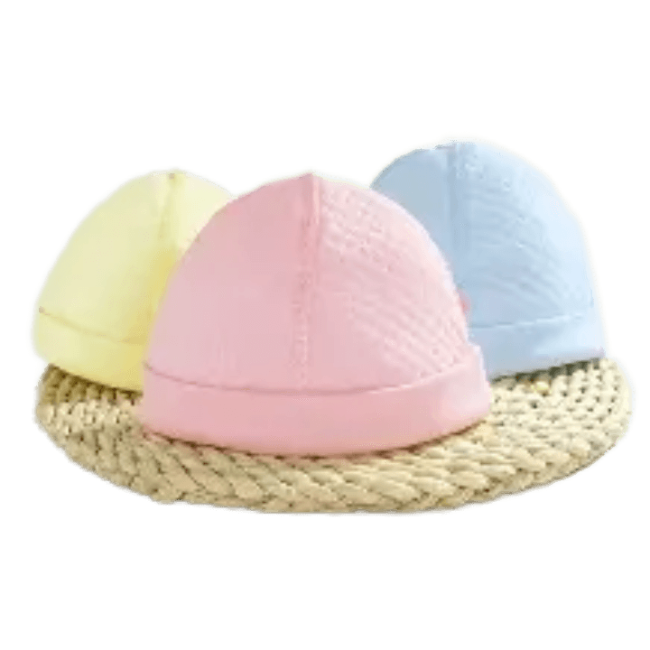 CozyCubs Newborn Cotton Cap Trio – 3‑Pack Printed Baby Hats for 0–6 Months