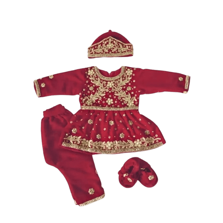 Baby Rice Feeding Pasni Dress with Boutique Embroidery