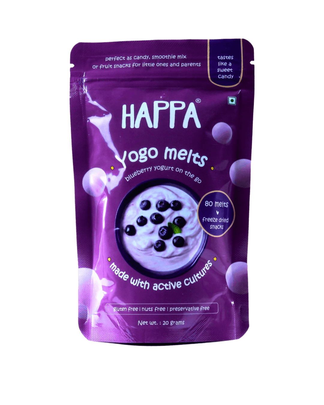 Happa Yogo Melts blueberry yogurt snack |