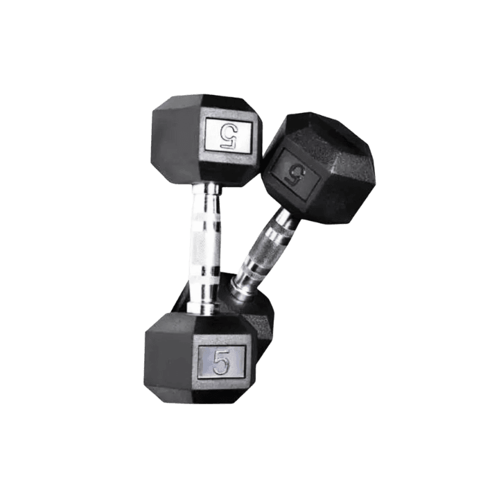 RUBX Rubber-Coated 5 kg Hex Dumbbell Set (Pair) – Home Gym Strength Training