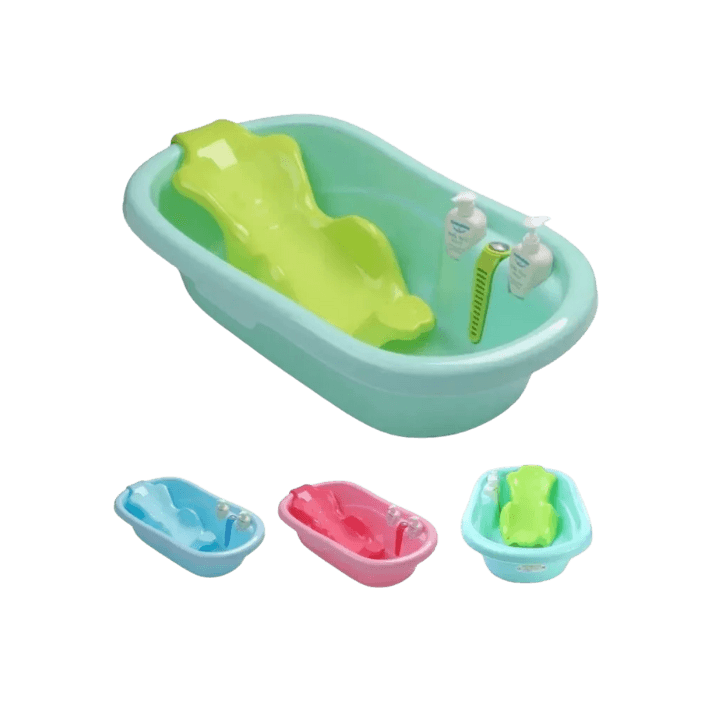 Baby’s Colorful Bathtub with Comfortable Seat, Shampoo Bottles & Water Temperature Monitor