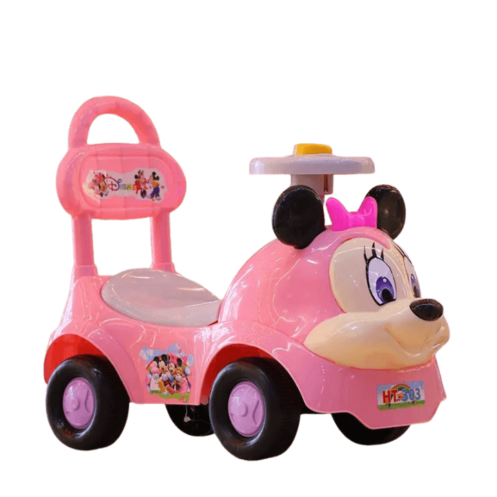 Kitty-Themed Baby Push Ride-On Car with Music & Steering for Toddlers