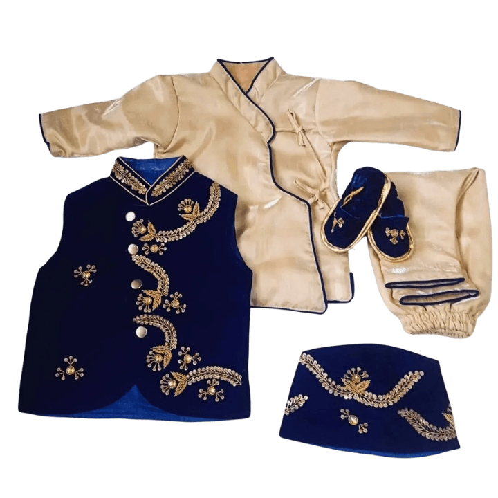 Little Prince Pasni Ensemble – Traditional Baby Boy Rice‑Feeding Ceremony Outfit