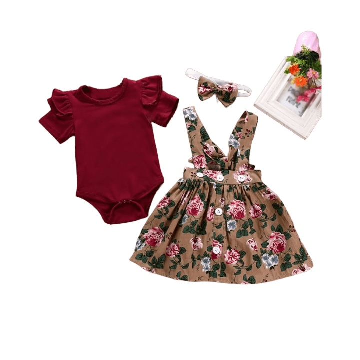 BlossomBelle Floral Long Sleeve Romper Set for Baby Girls – Dress Style Outfit