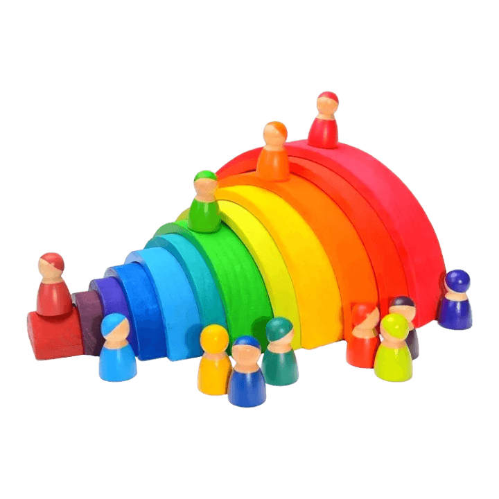 ColorBloom Montessori Wooden Rainbow Stack Toy for Toddlers