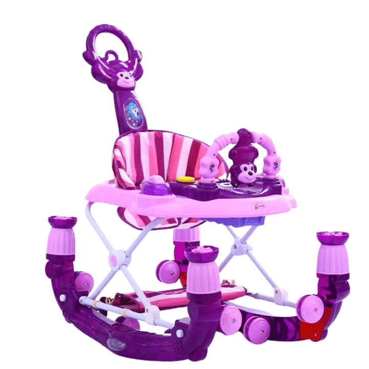 Multifunctional Baby Walker – Detachable Roof & Parent Handle, Purple