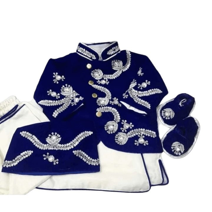 Pasni Rice Feeding Velvet Dress for Baby Girls – Embroidered Maroon Ceremonial Outfit (6–12 Months)
