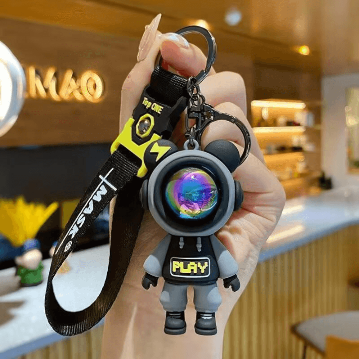 Astronaut Bears Key Chain – Cartoon Space Bear Keyring & Decorative Bag Charm for Kids and Teens