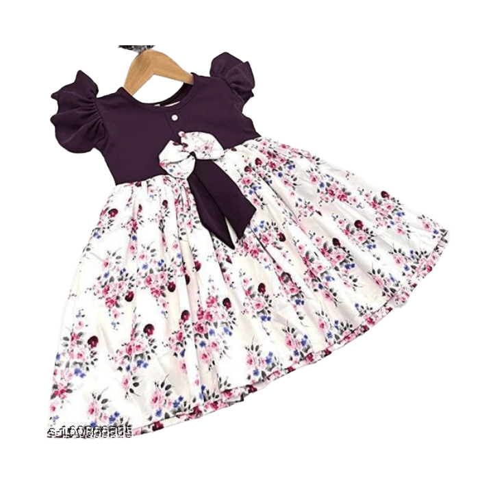 Baby Girl Floral Print Romper-Frock Set with Matching Headband